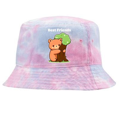 Kawaii Bear Hugging Tree Wildlife Animal Lover For Friends Tie-Dyed Bucket Hat