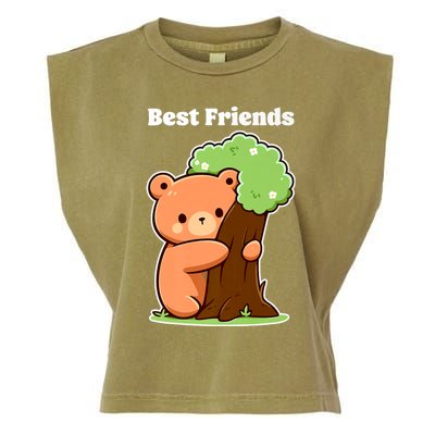 Kawaii Bear Hugging Tree Wildlife Animal Lover For Friends Garment-Dyed Women's Muscle Tee