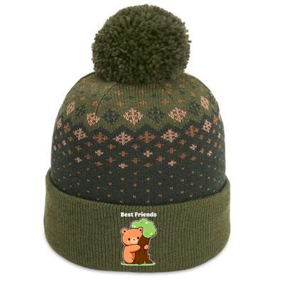 Kawaii Bear Hugging Tree Wildlife Animal Lover For Friends The Baniff Cuffed Pom Beanie