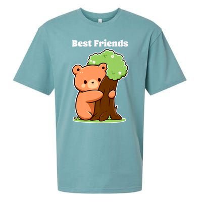 Kawaii Bear Hugging Tree Wildlife Animal Lover For Friends Sueded Cloud Jersey T-Shirt