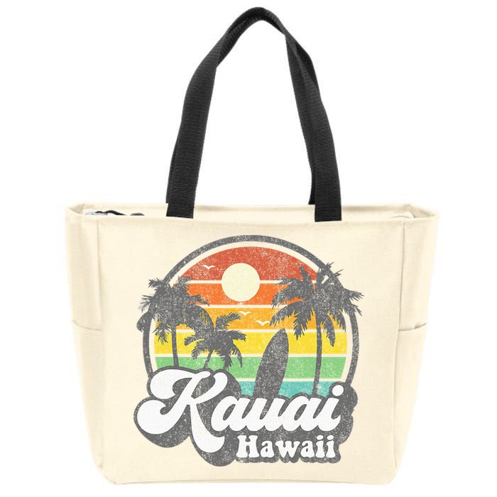 Kauai Beach Hawaii Surf Hawaiian Surfing 70s Zip Tote Bag