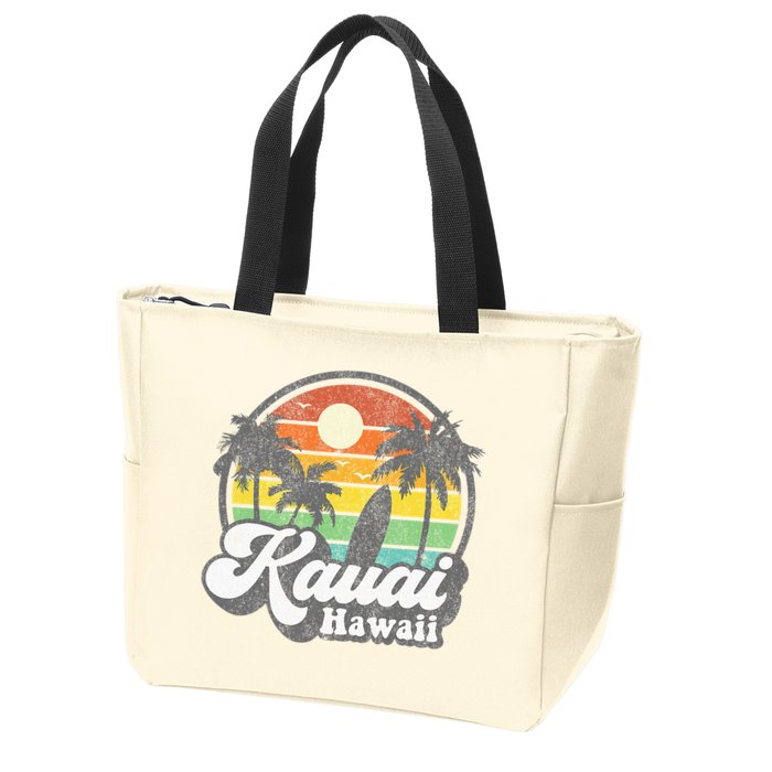 Kauai Beach Hawaii Surf Hawaiian Surfing 70s Zip Tote Bag