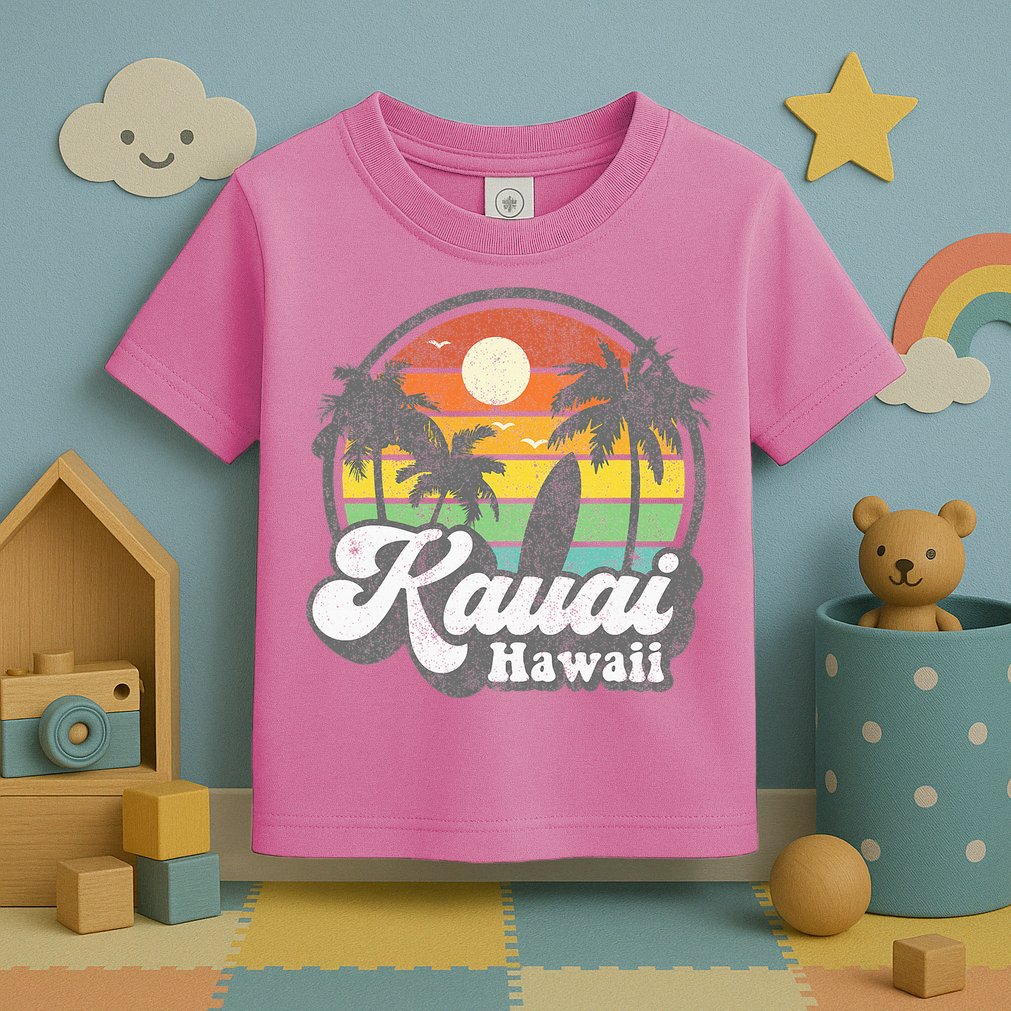 Kauai Beach Hawaii Surf Hawaiian Surfing 70s Toddler T-Shirt