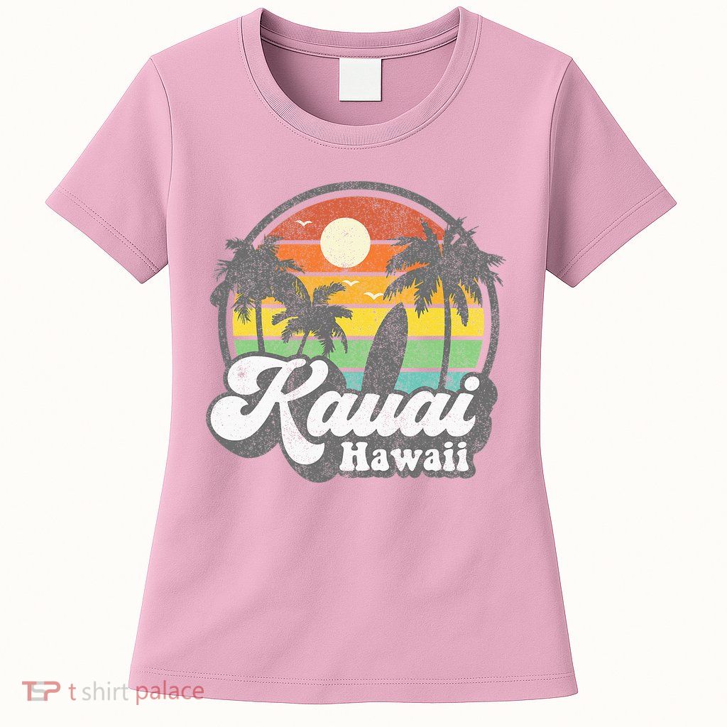 Kauai Beach Hawaii Surf Hawaiian Surfing 70s Womens T-Shirt