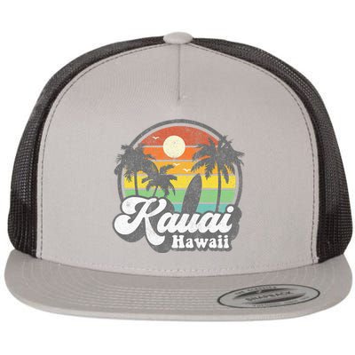 Kauai Beach Hawaii Surf Hawaiian Surfing 70s Flat Bill Trucker Hat