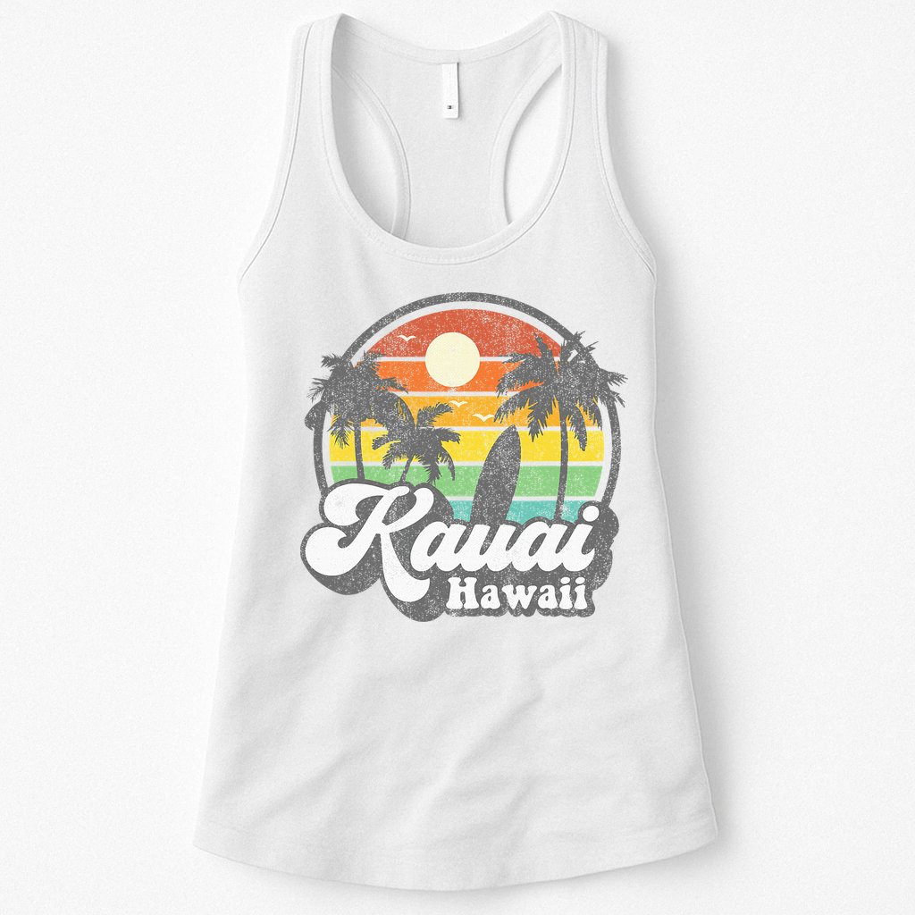 Kauai Beach Hawaii Surf Hawaiian Surfing 70s Womens Tank Top