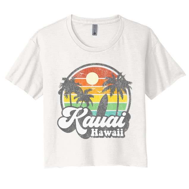 Kauai Beach Hawaii Surf Hawaiian Surfing 70s Crop Top