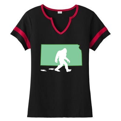 Kansas Bigfoot Hunter State Gift Ladies Halftime Notch Neck Tee