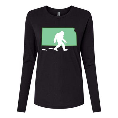 Kansas Bigfoot Hunter State Gift Womens Cotton Relaxed Long Sleeve T-Shirt