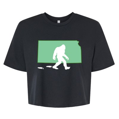 Kansas Bigfoot Hunter State Gift Bella+Canvas Jersey Crop Tee