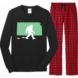 Kansas Bigfoot Hunter State Gift Long Sleeve Pajama Set