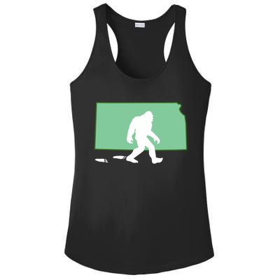 Kansas Bigfoot Hunter State Gift Ladies PosiCharge Competitor Racerback Tank