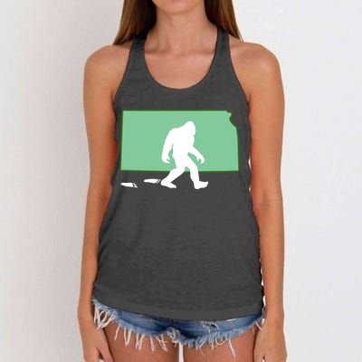 Kansas Bigfoot Hunter State Gift Women's Knotted Racerback Tank