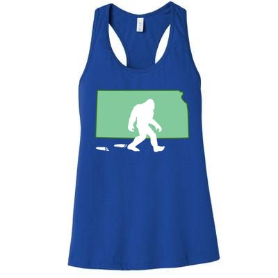 Kansas Bigfoot Hunter State Gift Women's Racerback Tank