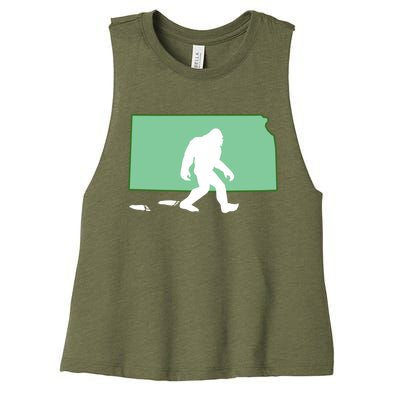 Kansas Bigfoot Hunter State Gift Women's Racerback Cropped Tank