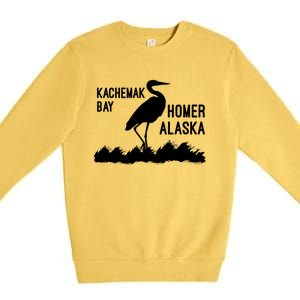 Kachemak Bay Homer Alaska Crane Gift Premium Crewneck Sweatshirt