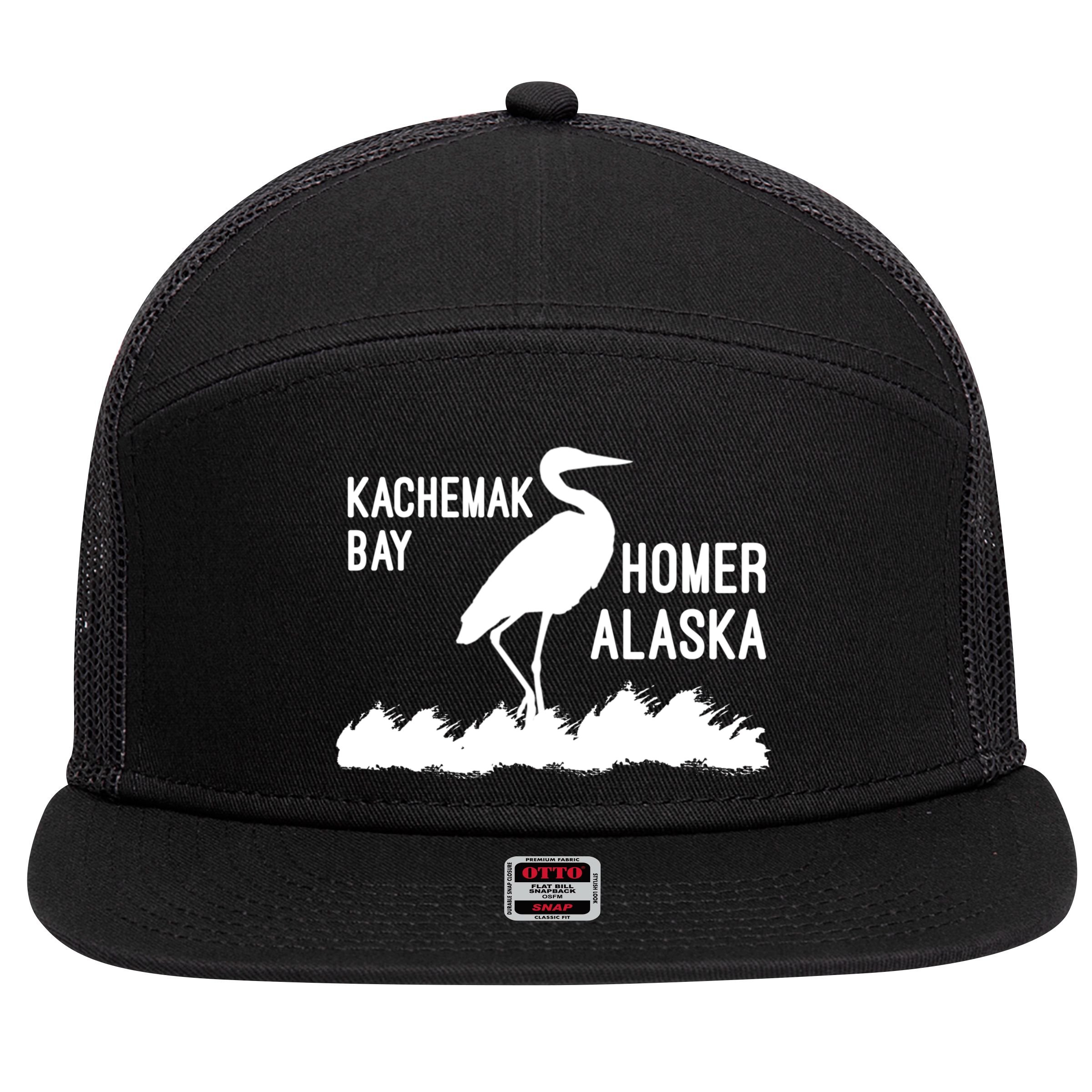 Kachemak Bay Homer Alaska Crane Gift 7 Panel Mesh Trucker Snapback Hat