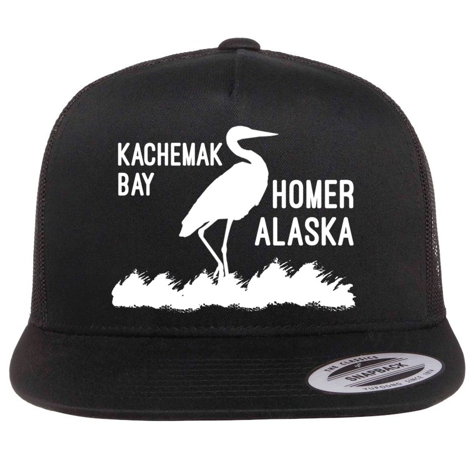 Kachemak Bay Homer Alaska Crane Gift Flat Bill Trucker Hat