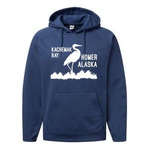 Kachemak Bay Homer Alaska Crane Gift Performance Fleece Hoodie