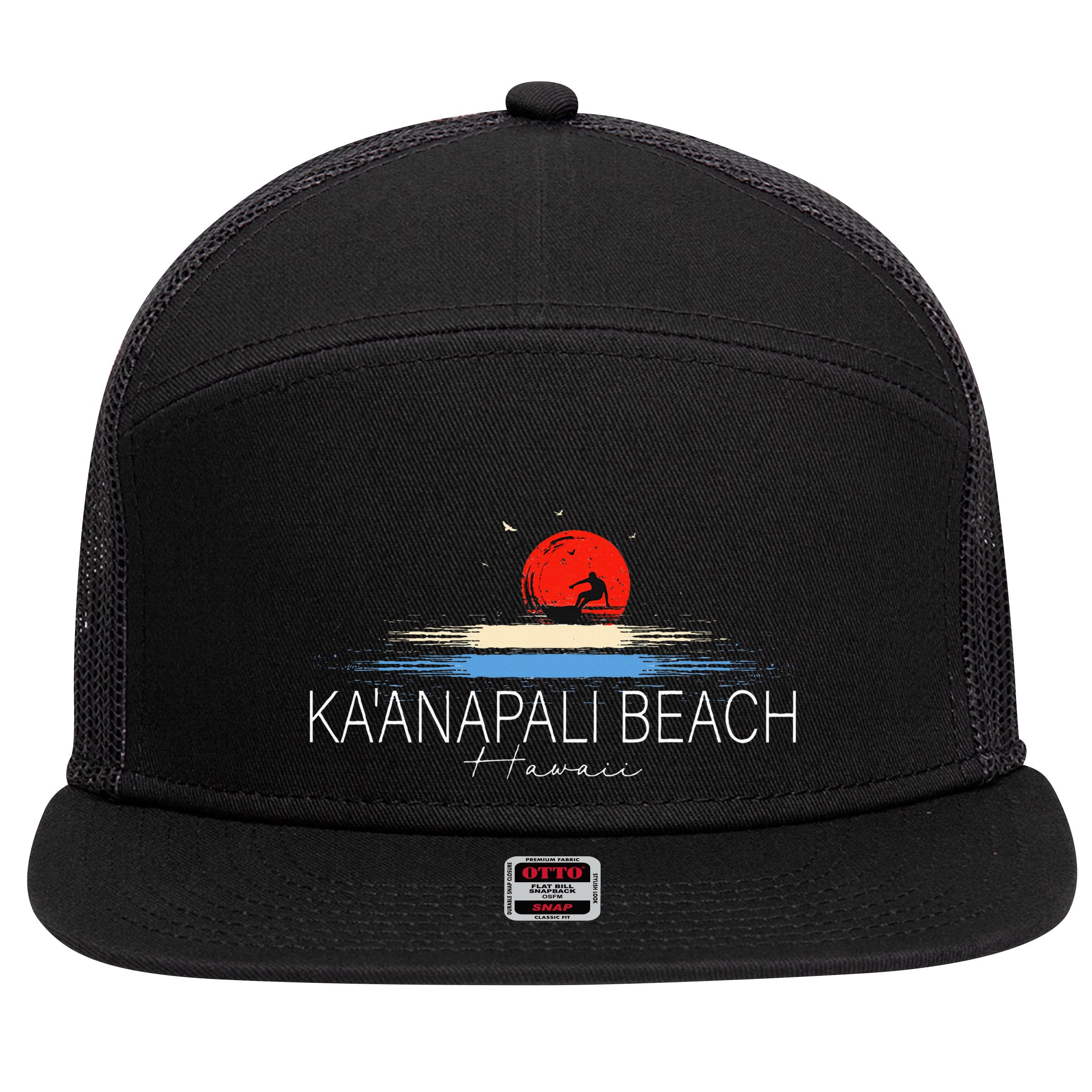 KaAnapali Beach Hawaii Sea Surfing 7 Panel Mesh Trucker Snapback Hat