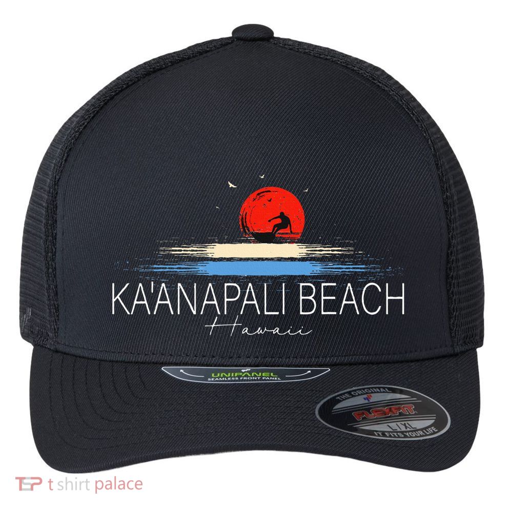KaAnapali Beach Hawaii Sea Surfing Flexfit Unipanel Trucker Cap