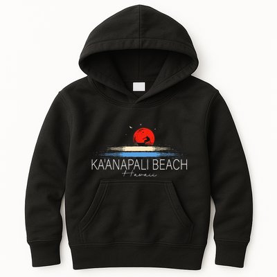 KaAnapali Beach Hawaii Sea Surfing Kids Hoodie