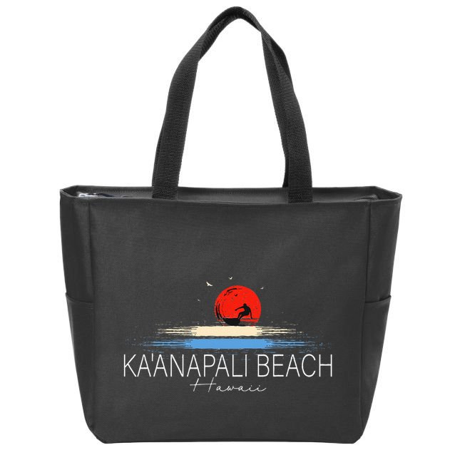 KaAnapali Beach Hawaii Sea Surfing Zip Tote Bag