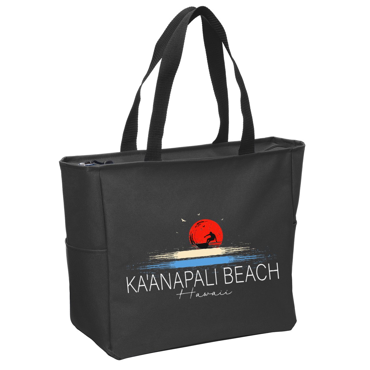 KaAnapali Beach Hawaii Sea Surfing Zip Tote Bag