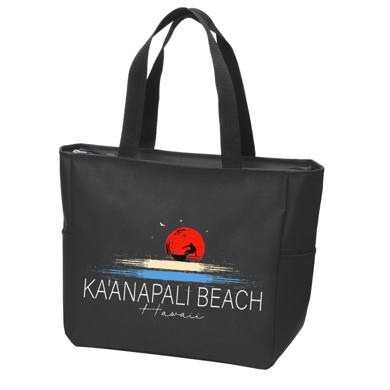 KaAnapali Beach Hawaii Sea Surfing Zip Tote Bag