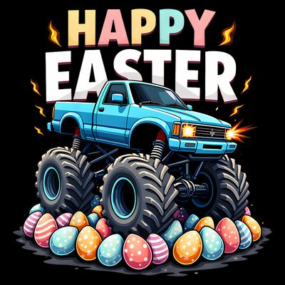 Kids Boys Happy Easter Monster Truck Funny Easter Eggs Toddler T-Shirt