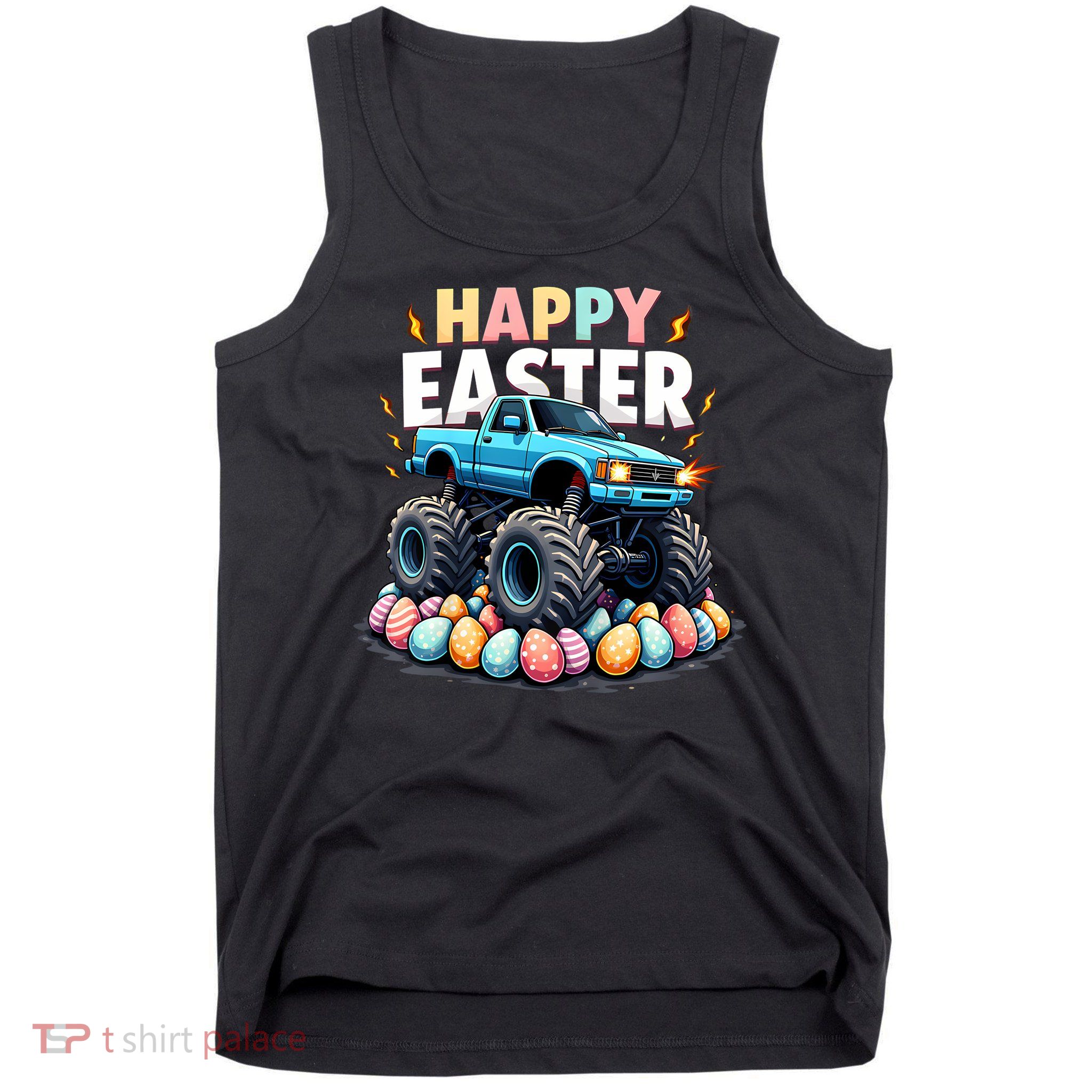 Kids Boys Happy Easter Monster Truck Funny Easter Eggs Toddler Tank Top