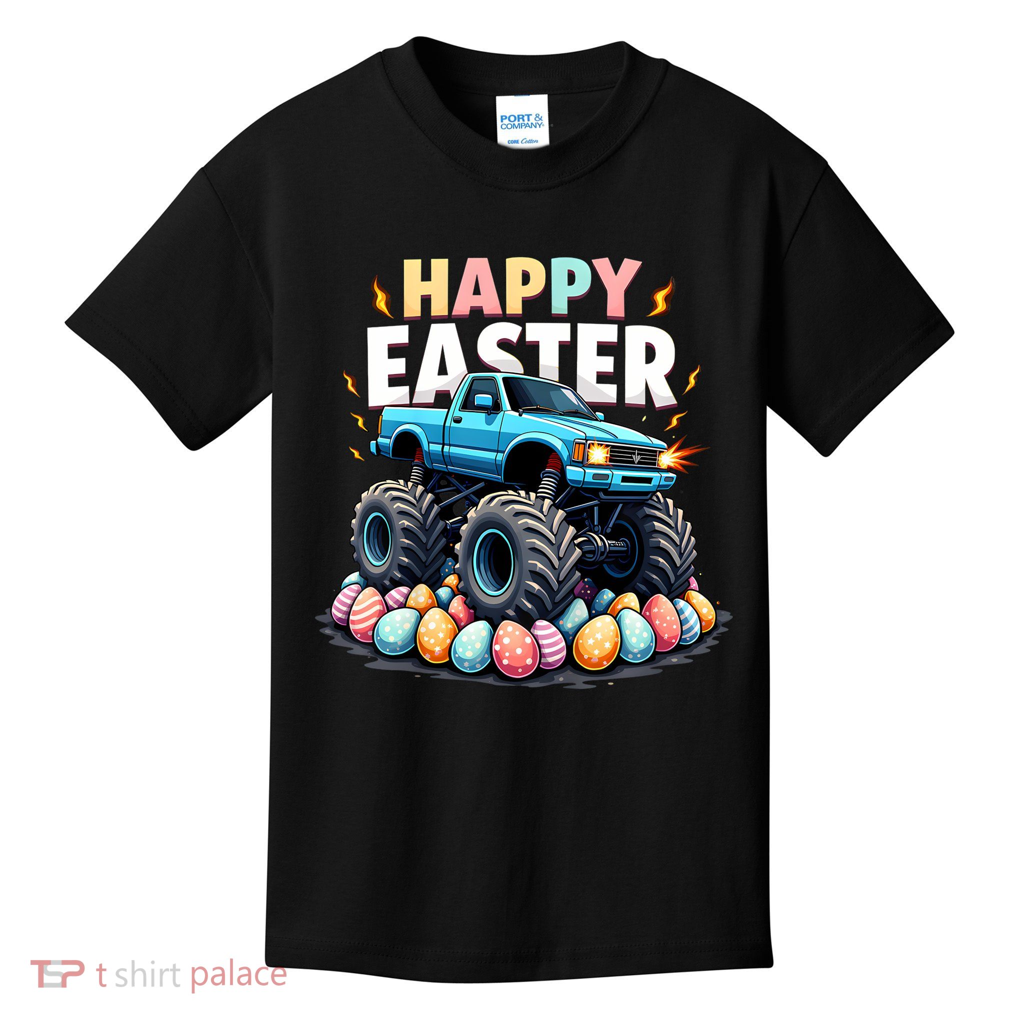 Kids Boys Happy Easter Monster Truck Funny Easter Eggs Toddler Kids T-Shirt