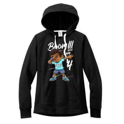 Kids Boom Im 4 Year Old Black Boy Dabbing Birthday Party 4th Bday Women's Fleece Hoodie