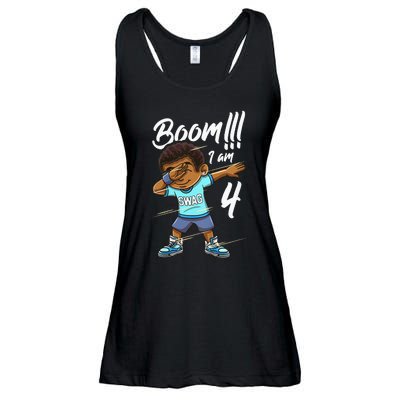 Kids Boom Im 4 Year Old Black Boy Dabbing Birthday Party 4th Bday Ladies Essential Flowy Tank