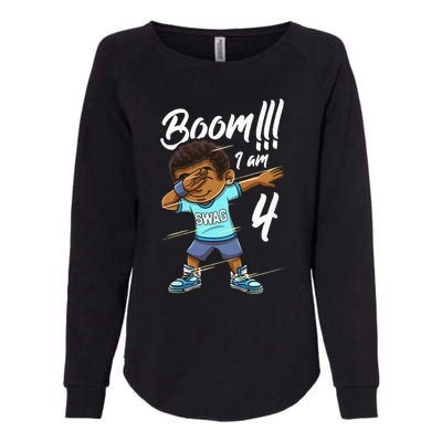 Kids Boom Im 4 Year Old Black Boy Dabbing Birthday Party 4th Bday Womens California Wash Sweatshirt