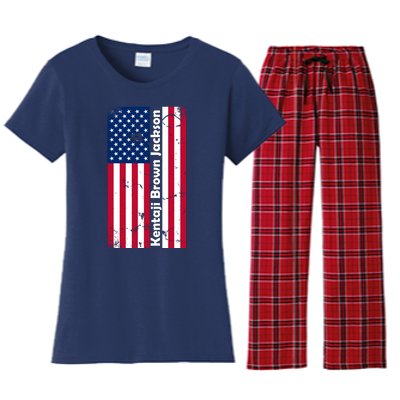 Kentaji Brown Jackson USA Flag Women's Flannel Pajama Set