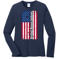 Kentaji Brown Jackson USA Flag Ladies Long Sleeve Shirt