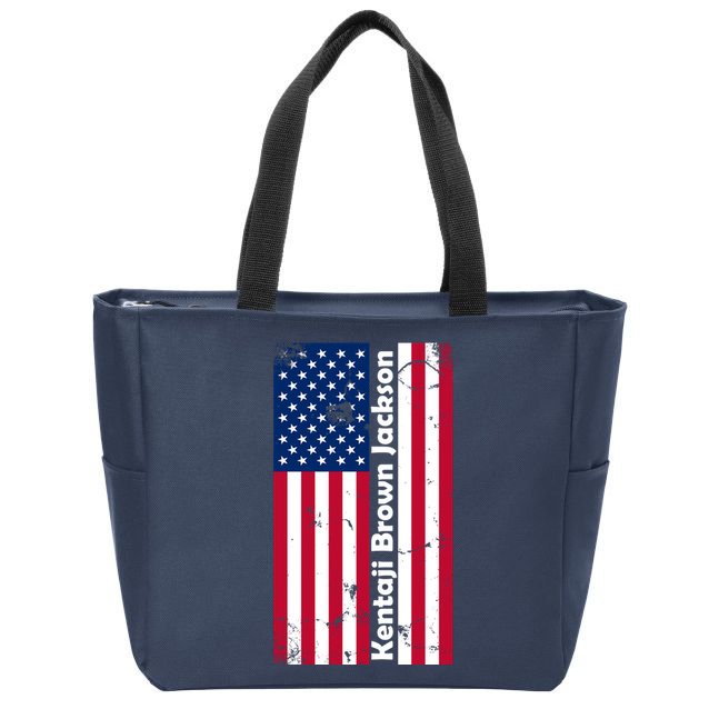 Kentaji Brown Jackson USA Flag Zip Tote Bag