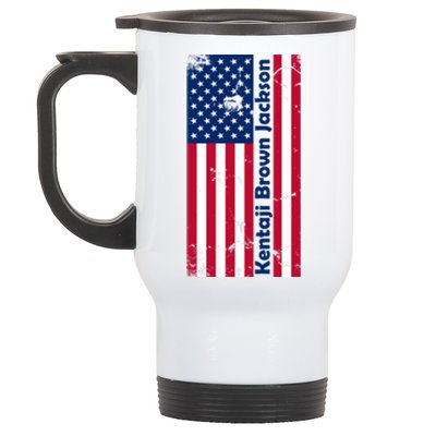 Kentaji Brown Jackson USA Flag Stainless Steel Travel Mug