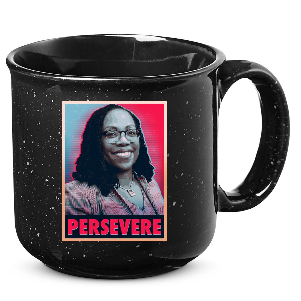 Ketanji Brown Jackson KBJ Persevere Vintage Poster 15oz Campfire Ceramic Mug