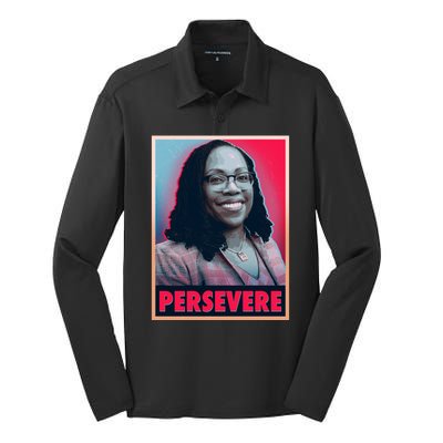 Ketanji Brown Jackson KBJ Persevere Vintage Poster Silk Touch Performance Long Sleeve Polo