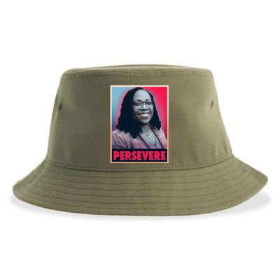 Ketanji Brown Jackson KBJ Persevere Vintage Poster Sustainable Bucket Hat