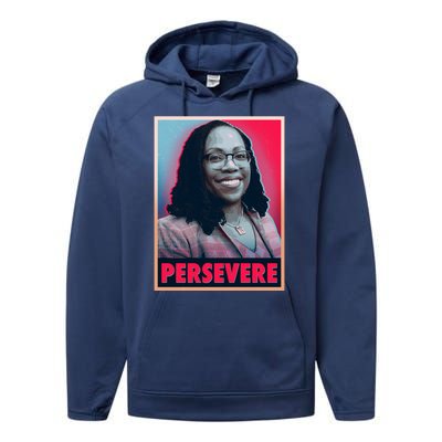 Ketanji Brown Jackson KBJ Persevere Vintage Poster Performance Fleece Hoodie