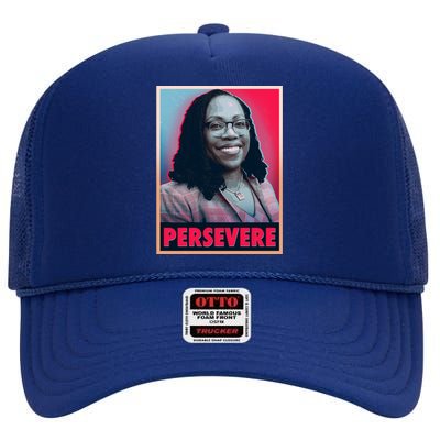 Ketanji Brown Jackson KBJ Persevere Vintage Poster High Crown Mesh Back Trucker Hat