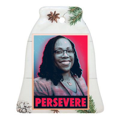 Ketanji Brown Jackson KBJ Persevere Vintage Poster Ceramic Bell Ornament