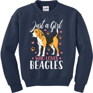 Kids Beagle Just A Who Loves Beagles Gift Kids Sweatshirt