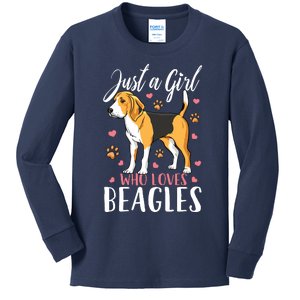 Kids Beagle Just A Who Loves Beagles Gift Kids Long Sleeve Shirt