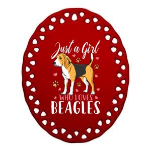 Kids Beagle Just A Who Loves Beagles Gift Ceramic Oval Ornament