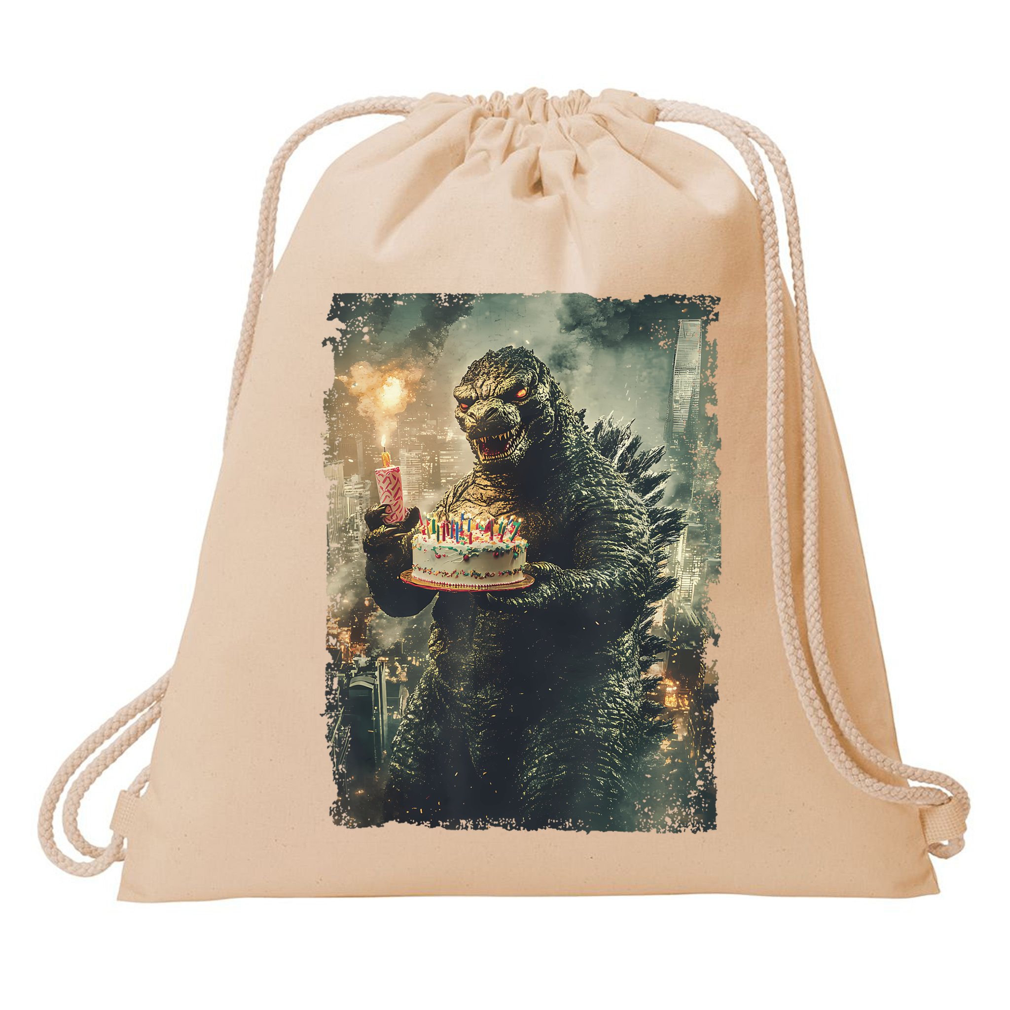Kaiju Birthday Japan Monster Movie Bday Party Japanese Drawstring Bag