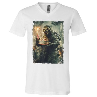 Kaiju Birthday Japan Monster Movie Bday Party Japanese V-Neck T-Shirt